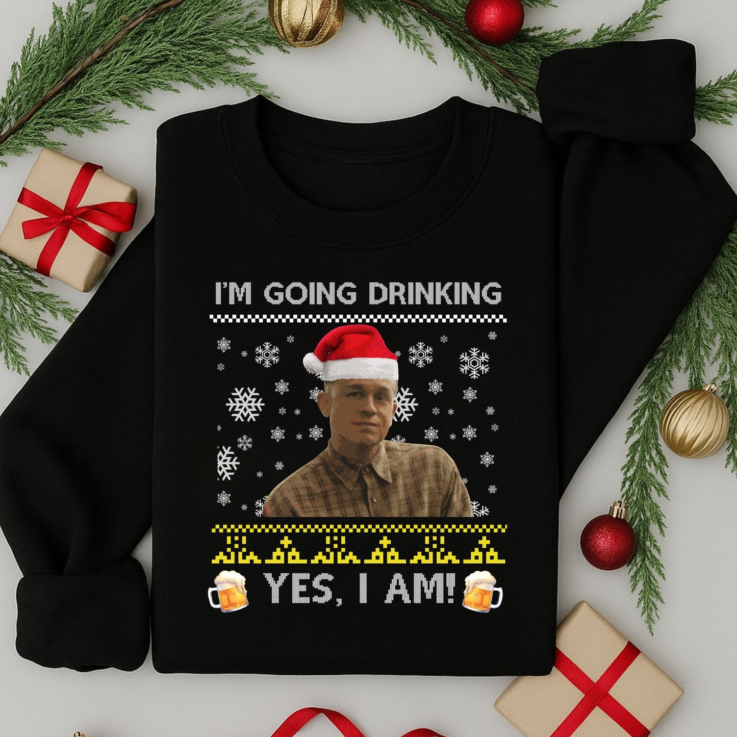 Adult Ed Gein Christmas Jumper | Funny Drinking Festive Sweatshirt | Xmas Sweater Gift for Men & Women
