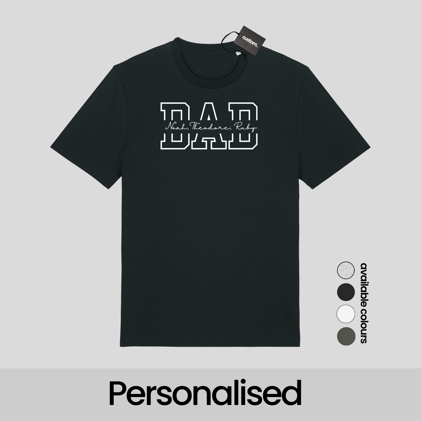Personalised Dad T-Shirt with Kids’ Names – Custom Father’s Day Gift