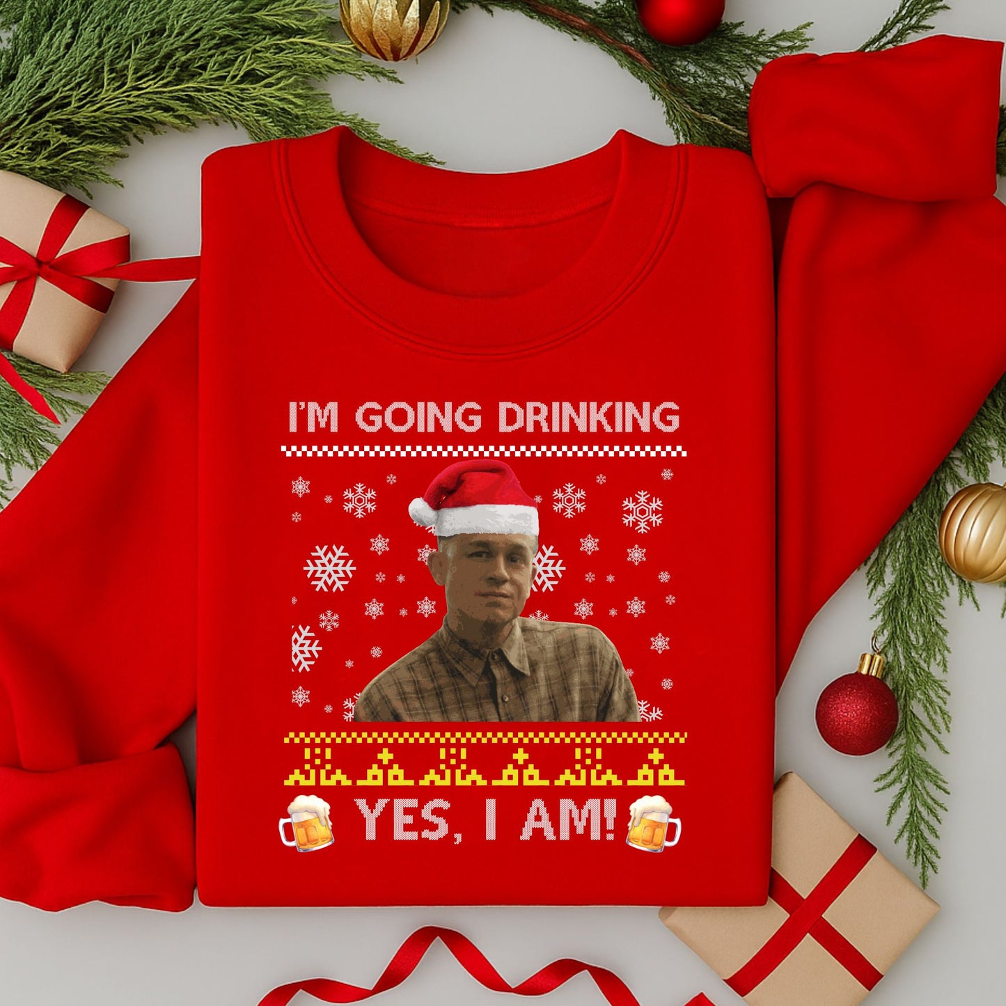 Adult Ed Gein Christmas Jumper | Funny Drinking Festive Sweatshirt | Xmas Sweater Gift for Men & Women