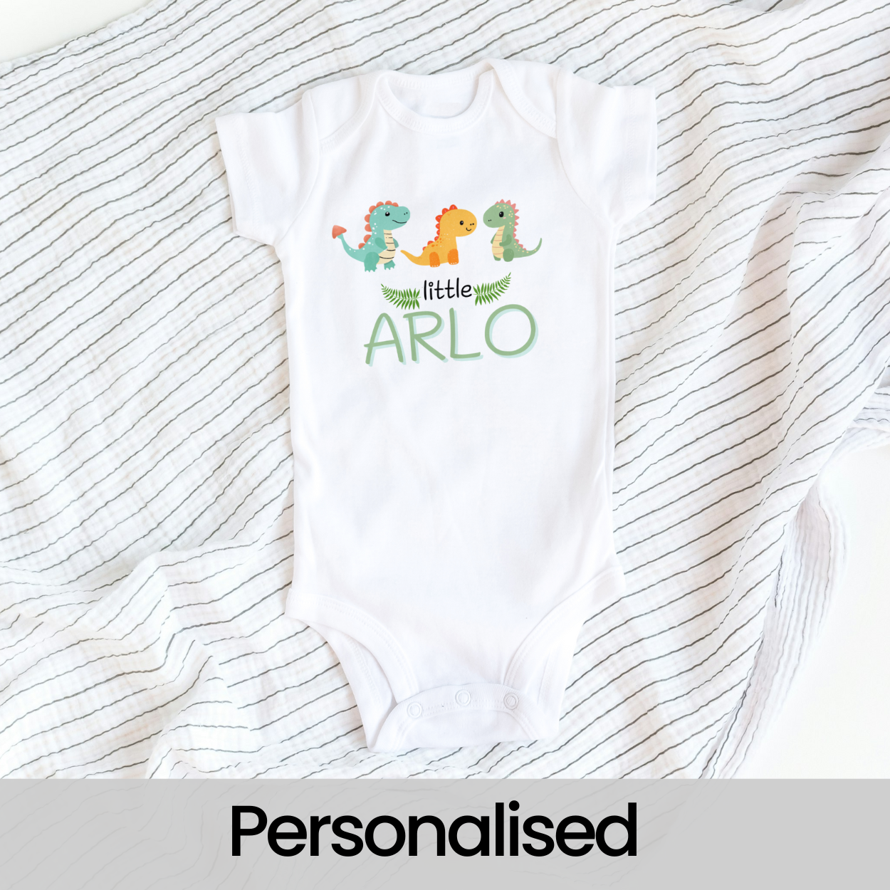 Personalised Dinosaur Babygrow - Add Name