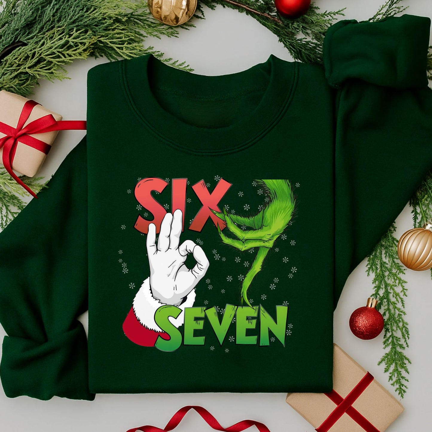 Six Seven 67 Christmas Jumper | Kids 67 Santa Grinch Christmas Sweatshirt | Xmas Sweater Gift