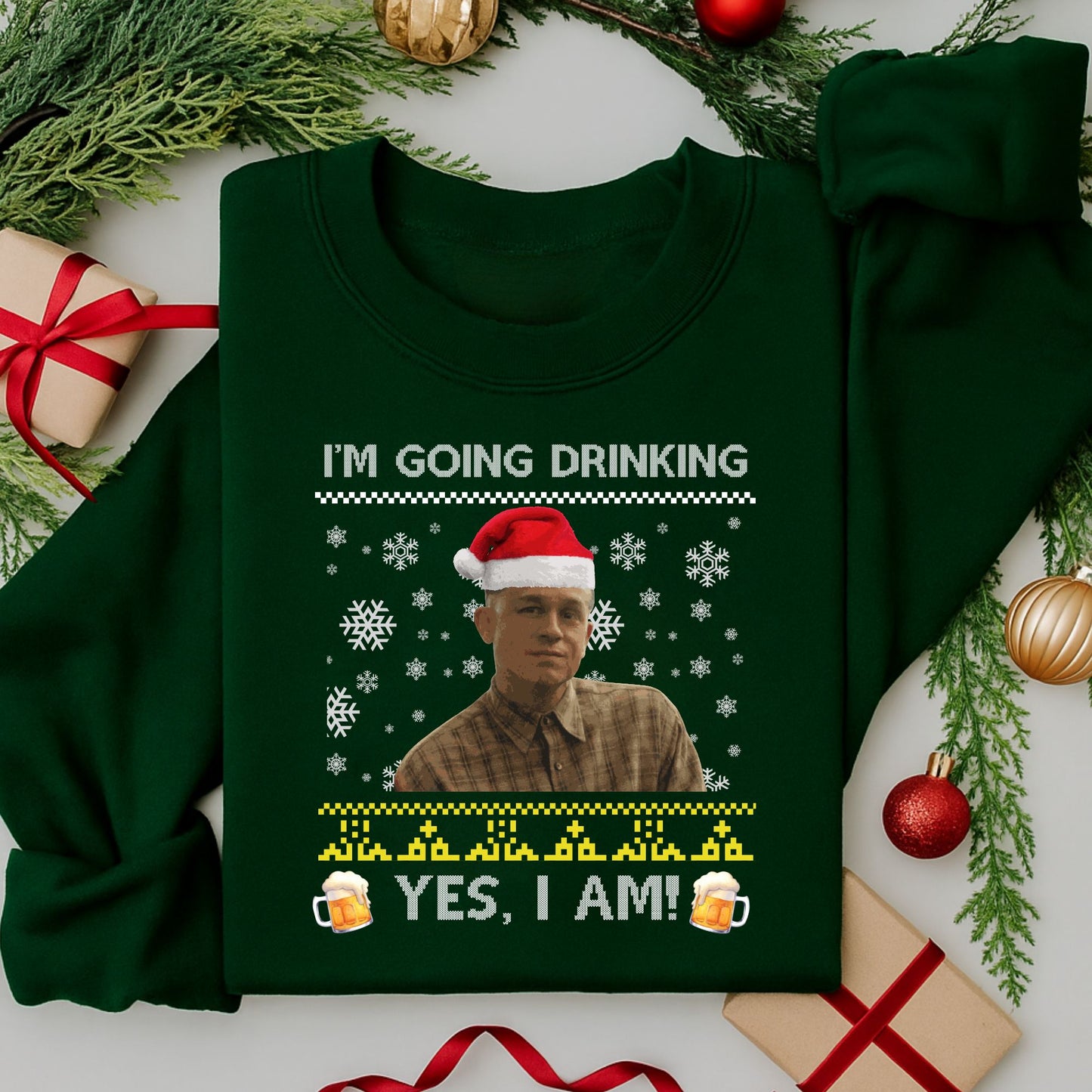 Adult Ed Gein Christmas Jumper | Funny Drinking Festive Sweatshirt | Xmas Sweater Gift for Men & Women