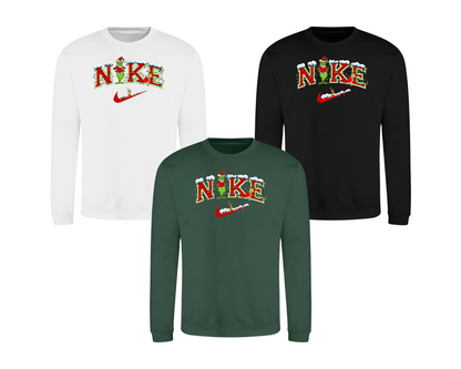 Nike Inspired Grinch Christmas Jumper - Kids