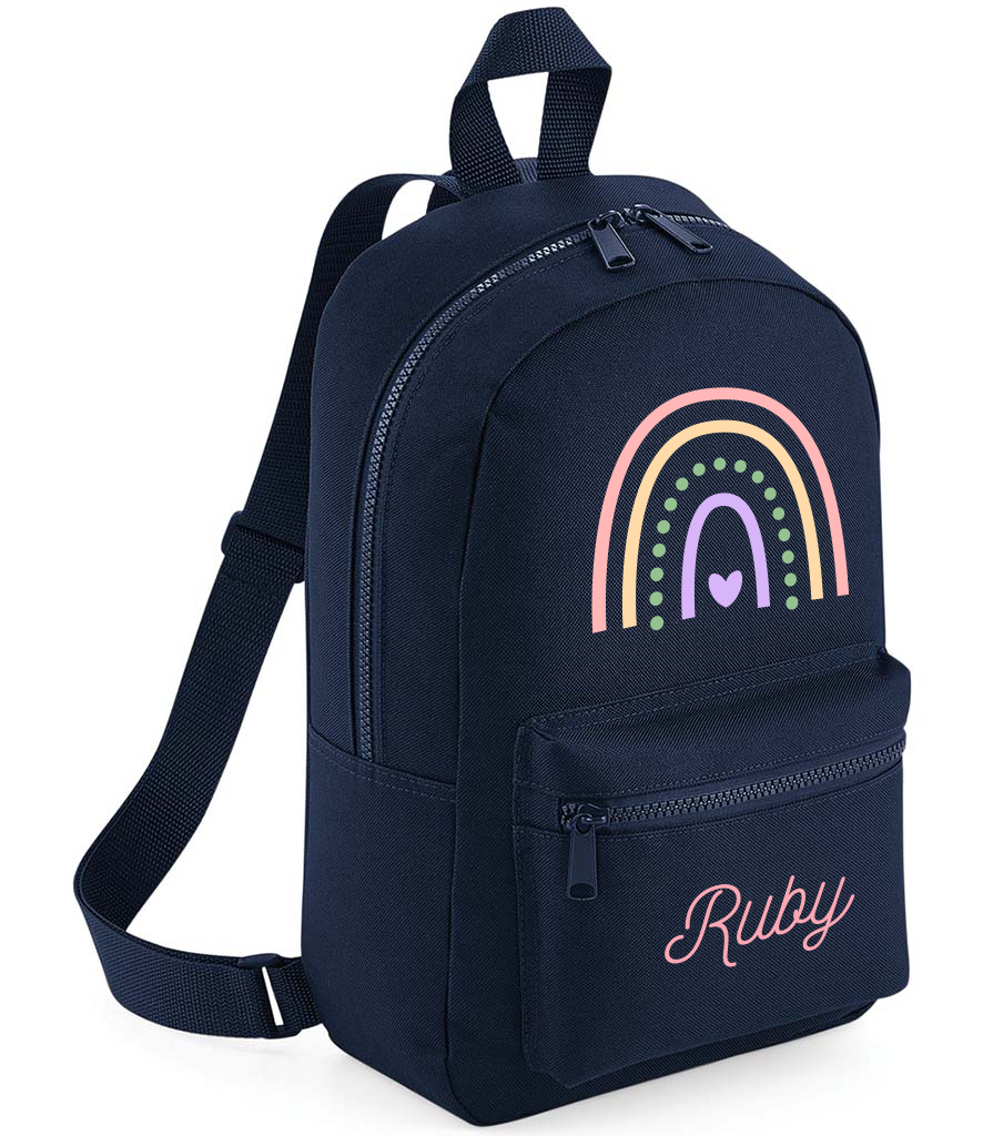 Personalised Kids Backpack Custom Name Rainbow Girls Back To School Bag