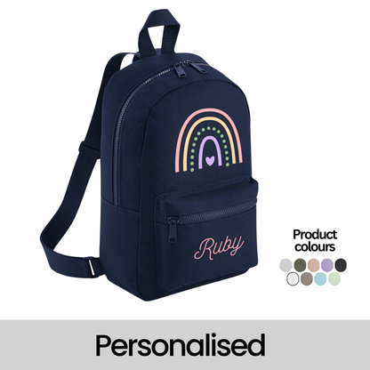 Personalised Kids Backpack Custom Name Rainbow Girls Back To School Bag