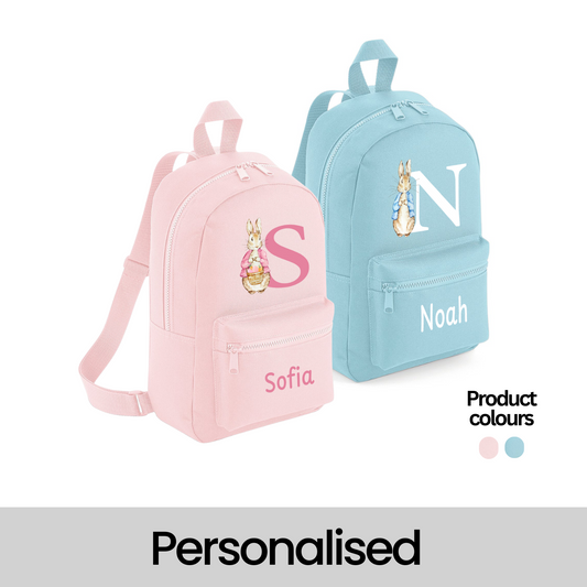 Personalised Kids Backpack Custom Name Peter Rabbit Flopsy Back To School Bag