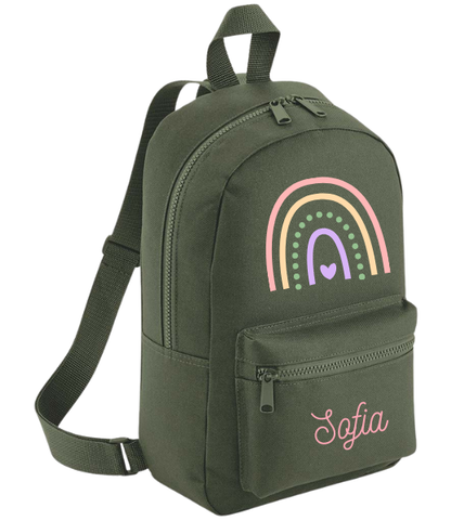 Personalised Kids Backpack Custom Name Rainbow Girls Back To School Bag