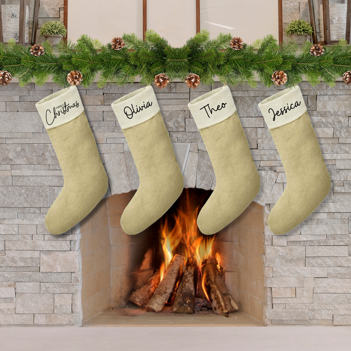 Personalised White Christmas Stockings