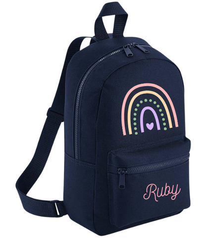 Personalised Kids Backpack Custom Name Rainbow Girls Back To School Bag