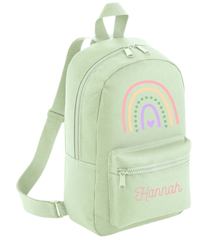 Personalised Kids Backpack Custom Name Rainbow Girls Back To School Bag