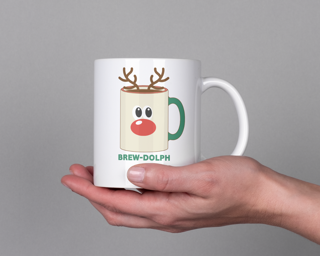 Brew-dolph Funny Christmas Mug