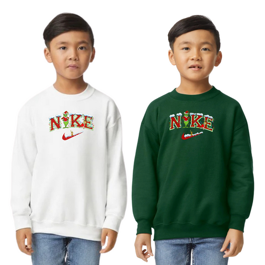 Nike Inspired Grinch Christmas Jumper - Kids