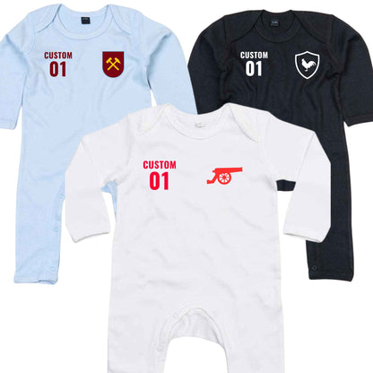 Personalised Baby Grow - Football - Any Sport - Custom Baby Onesie - Any Team - Any Name - Add Name & Number.