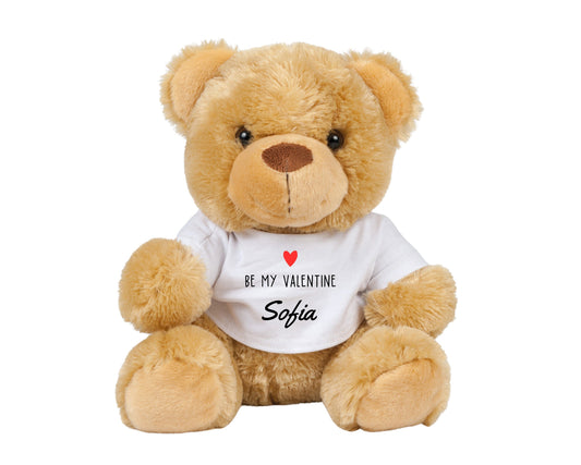 Personalised Be my Valentine&#39;s Day Bear, Personalised Teddy Bear, Cute Anniversary Gift Ideas, Brown Personalised Name Bear - Custom Gift