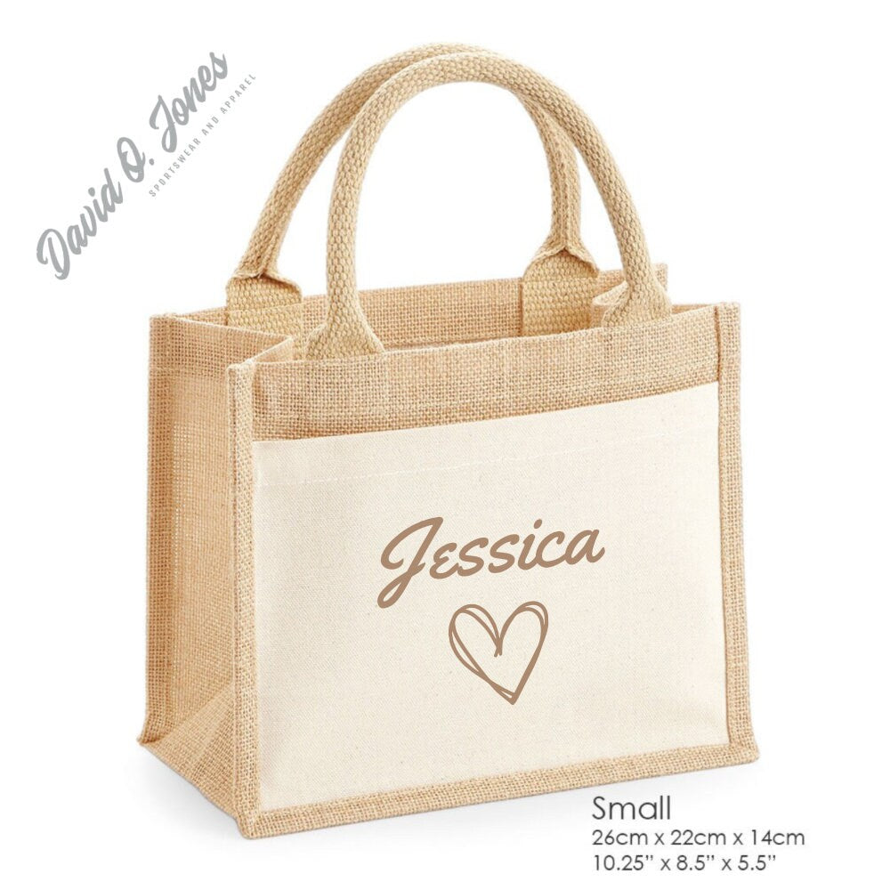 Personalised Jute Lunch Bag, Name Lunch Bag, Personalised Lunch Bag, Eco Friendly Lunch Bag, Lunch Bag, Mother&#39;s Day Gifts, Gift For Her