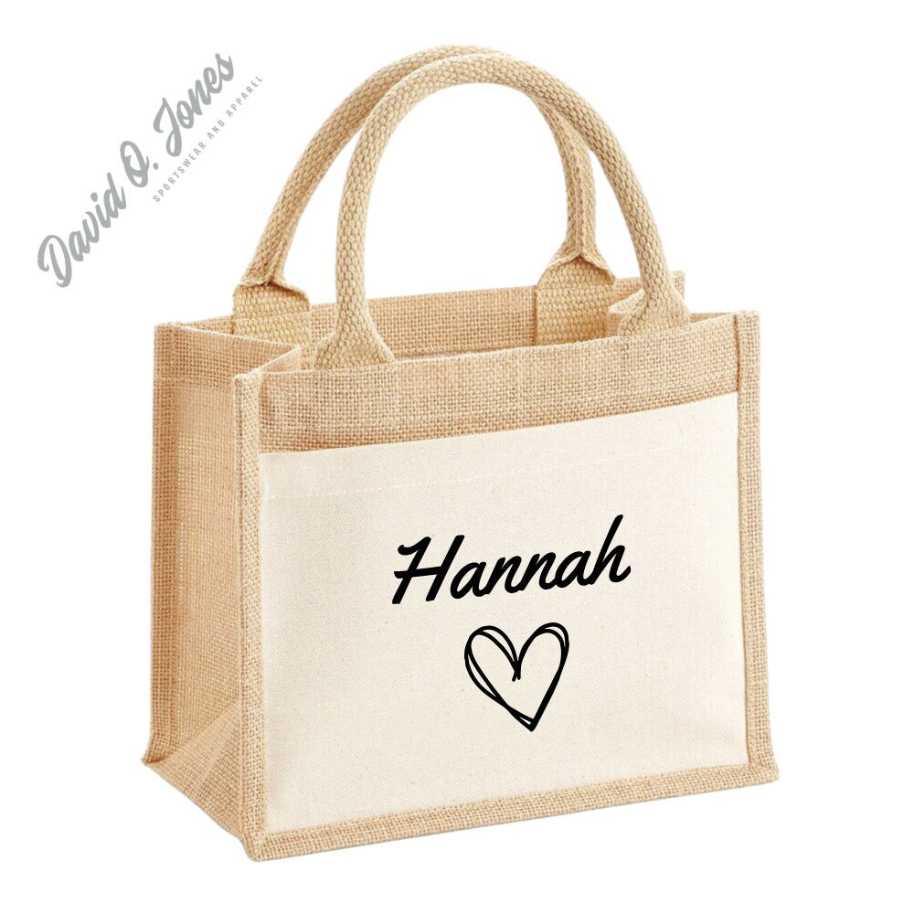 Personalised Jute Lunch Bag, Name Lunch Bag, Personalised Lunch Bag, Eco Friendly Lunch Bag, Lunch Bag, Mother&#39;s Day Gifts, Gift For Her